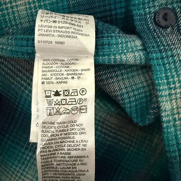 Levi's Teal and Navy Checkered Shirt - Picture 7 of 7